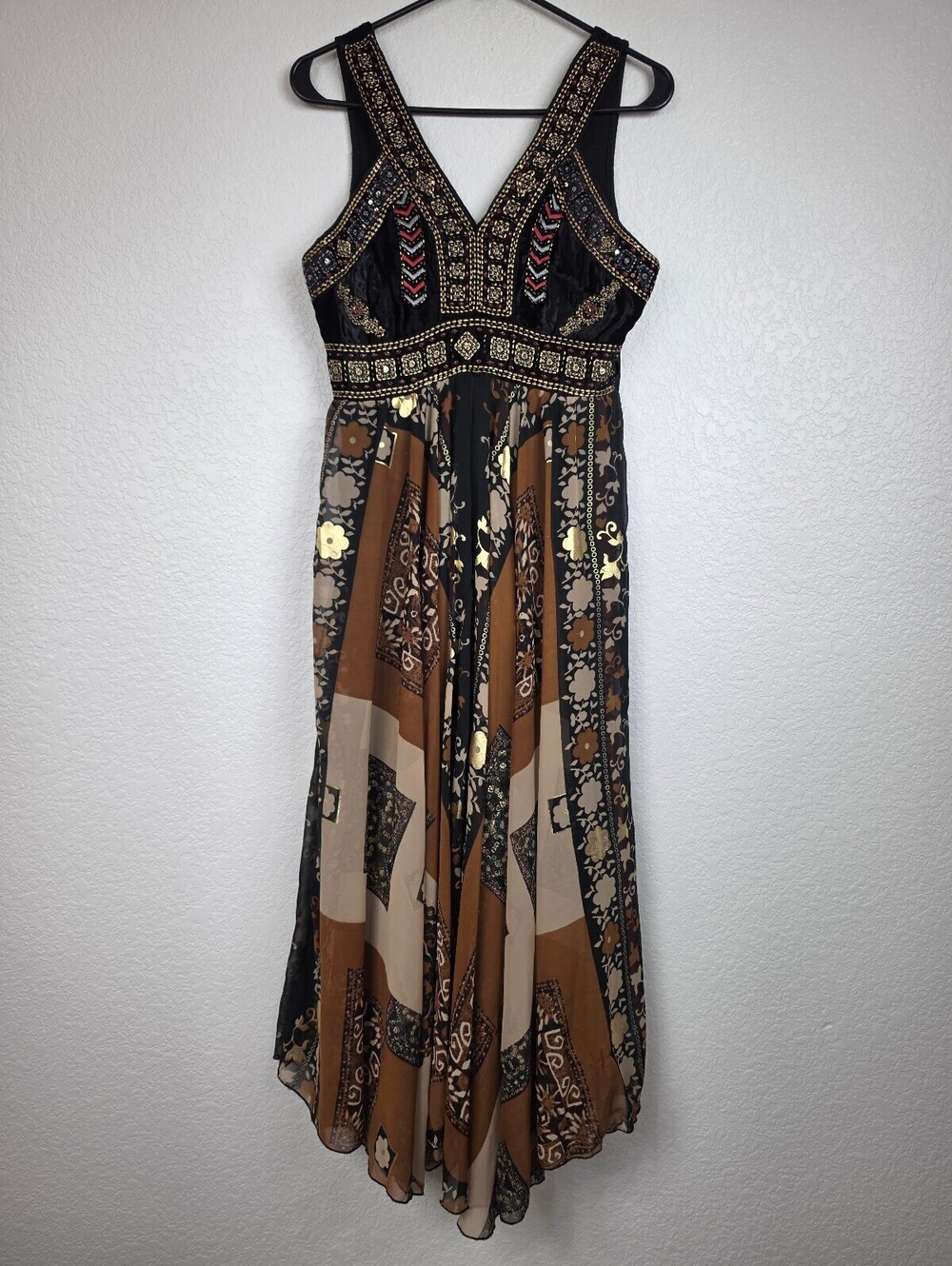 Anthropologie Raga Embellished Bohemian Maxi Dress